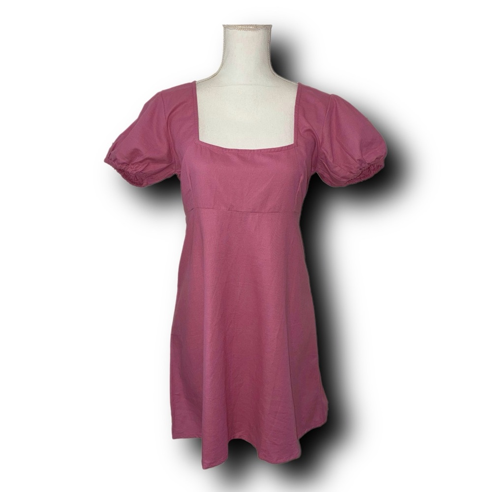 NWT Motel Rocks Cottagecore Pink Puff Sleeve Dress 100% Cotton Barbiecore